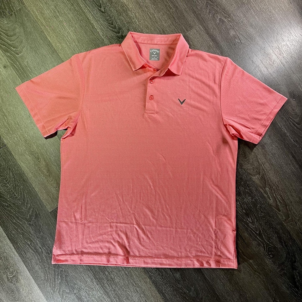 Callaway Opti-Dri Polo Shirt Mens Large Pink Short Sleeve Golf Performance Top